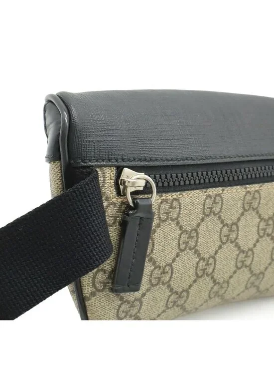 Gucci GG Supreme Belt Bag Waist Pouch Leather Beige Black - Picture 6 of 8